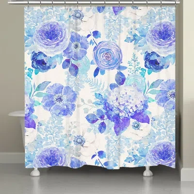Laural Home Kathy Ireland® Home Blue Delft Floral Shower Curtain In Blue;white;purple