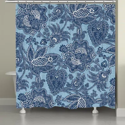 Laural Home Kathy Ireland Home Blue Jean Floral 71" X 72" Shower Curtain