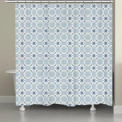 Laural Home Kathy Ireland® Home Indochine Mosaic Blue Shower Curtain