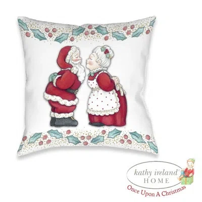 Laural Home Kathy Ireland Home Once Upon A Christmas Mr And Mrs Clause 18" X 18" Indoor Decorative Pillow In Multi