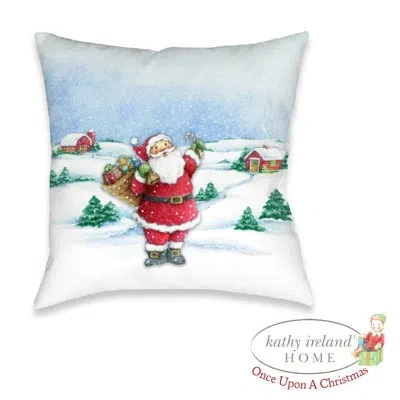 Laural Home Kathy Ireland Home Once Upon A Christmas Santa 18" X 18" Indoor Decorative Pillow In Multi