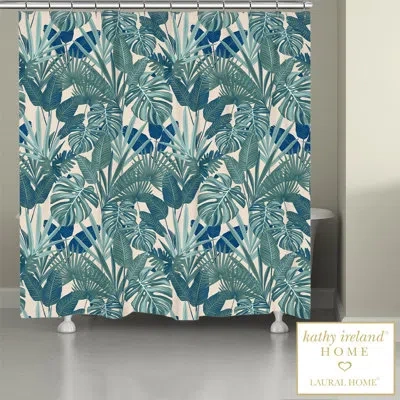 Laural Home Kathy Ireland Home Palm Court Royal 71" X 72" Shower Curtain In Blue;green;teal