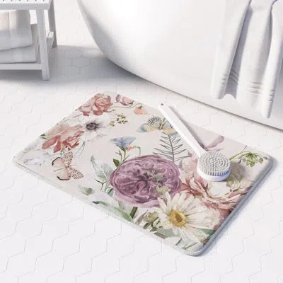 Laural Home Kathy Ireland® Home Purple Wildflower Bloom Memory Foam Rug By