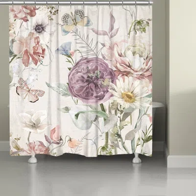 Laural Home Kathy Ireland® Home Purple Wildflower Bloom Shower Curtain In White;purple;ivory