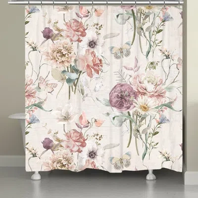Laural Home Kathy Ireland® Home Scattered Wildflowers Shower Curtain In Purple;ivory