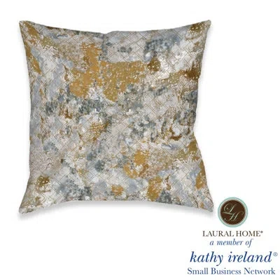 Laural Home Kathy Ireland Home Stone Wall 18" X 18" Outdoor Decorative Pillow In Multi
