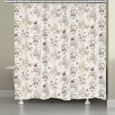 Laural Home Kathy Ireland® Home Wildflowers And Butterflies Shower Curtain In White;purple