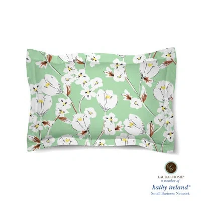 Laural Home Kathy Ireland Small Business Network Member Retro Floral Mint Comforter Sham In Green