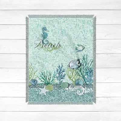 Laural Home Lagoon Woven Throw Blanket In Blue;green