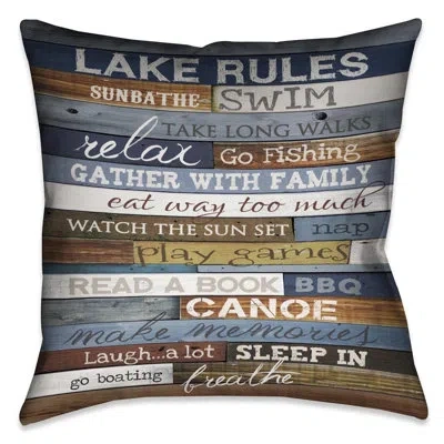 Laural Home Lake Rules Lake Rules Outdoor Throw Pillow In Multi