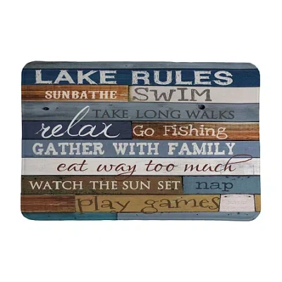 Laural Home Lake Rules Memory Foam Bath Rug In Blue