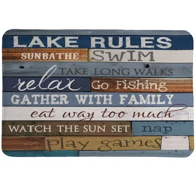 Laural Home Lake Rules Memory Foam Rug By  In Blue
