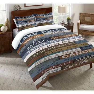 Laural Home Lake Rules Single Comforter In Blue