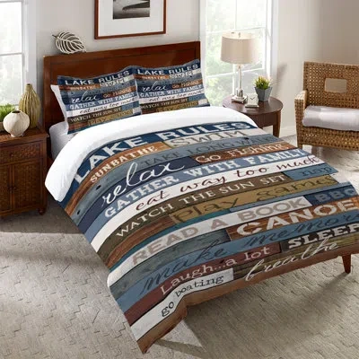 Laural Home Lake Rules Single Comforter In Blue
