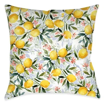 Laural Home Lemon Joy Floral Polyester Indoor/outdoor Throw Pillow In Multi