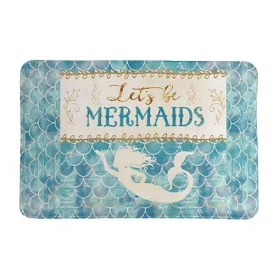 Laural Home Let's Be Mermaids Memory Foam Bath Rug In Blue