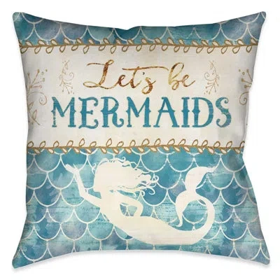 Laural Home Let's Be Mermaids Polyester Throw Pillow In Multi