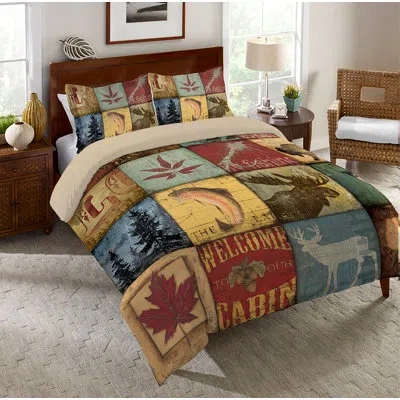 Laural Home Letterpress Love Comforter In Brown,beige,red