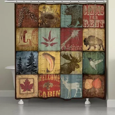 Laural Home Lodge Patch Shower Curtain In Brown