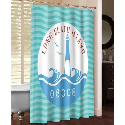 Laural Home Long Beach Island Single Shower Curtain In Blue;white;green