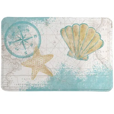 Laural Home Look To The Sea Memory Foam Rug By  In Blue