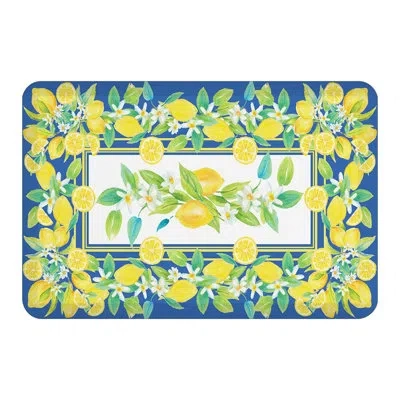 Laural Home Lovely Lemons Synthetic Water Resistant Anti-fatigue Non-skid Kitchen Mat In Yellow