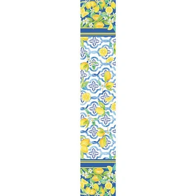 Laural Home Lovely Lemons Table Runner In Blue;yellow
