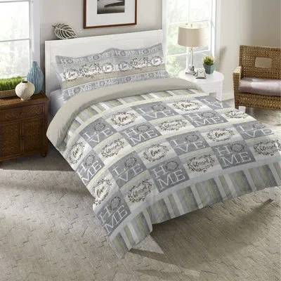 Laural Home Loving Home Comforter Set In Gray,white