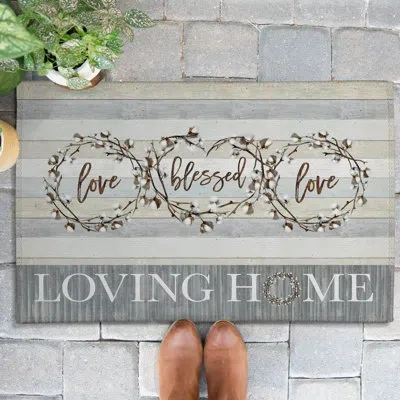 Laural Home Loving Home Non-slip Indoor Outdoor Door Mat In Multicolor