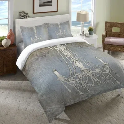 Laural Home Luxurious Lights Microfiber Duvet Cover In Gray