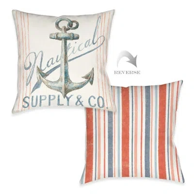 Laural Home Maritime Anchor Outdoor Pillow In Multi