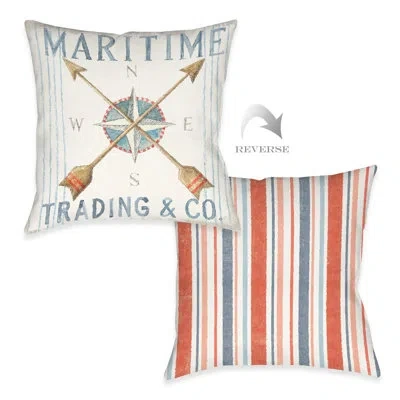 Laural Home Maritime Compass Outdoor Pillow In Multi