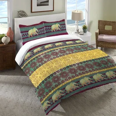 Laural Home Marrakesh Microfiber Duvet Cover In Green;red;yellow