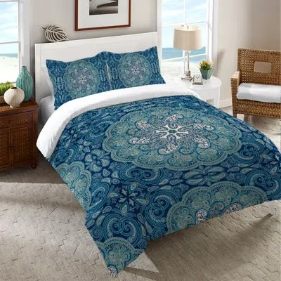 Laural Home Medallion Microfiber Duvet Cover In Blue