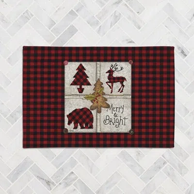 Laural Home Merry And Bright Merry And Bright Chenille Rug In Red,light Gray