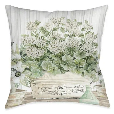 Laural Home Mint French Fleurs Polyester Throw Pillow In Green