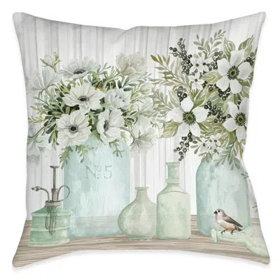 Laural Home Mint French Fleurs Polyester Throw Pillow In Multi