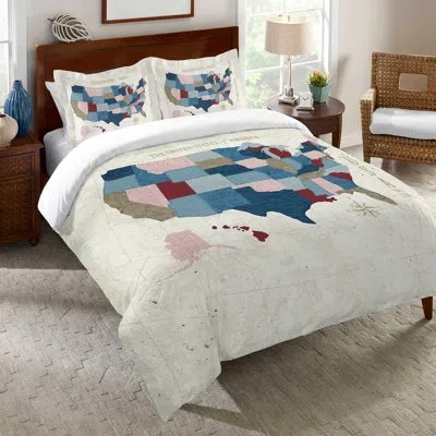 Laural Home Modern Vintage Map Sham In Blue;white