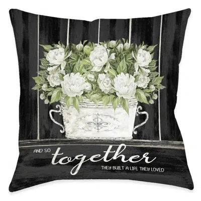 Laural Home Moody Farmhouse Peonies Outdoor Decorative Pillow In Multi