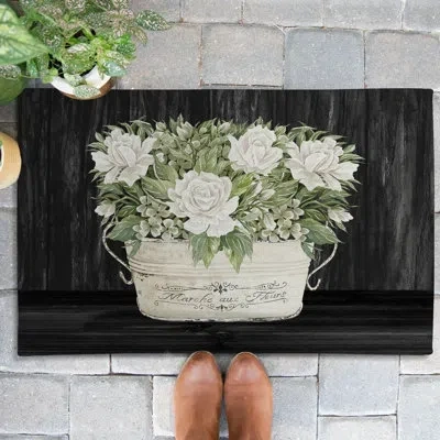 Laural Home Moody Farmhouse Roses Non-slip Indoor Outdoor Door Mat In Multicolor