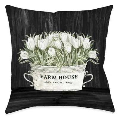 Laural Home Moody Farmhouse Tulips Outdoor Decorative Pillow In Multi
