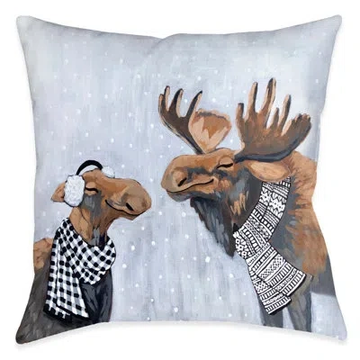Laural Home Moose Snow Day Indoor Decorative Pillow In Multi