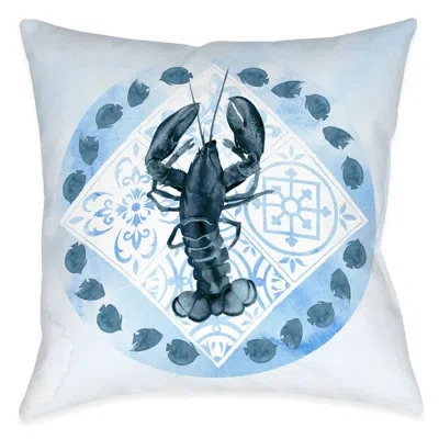 Laural Home Moroccan Marina Lobster Outdoor Decorative Pillow In Blue