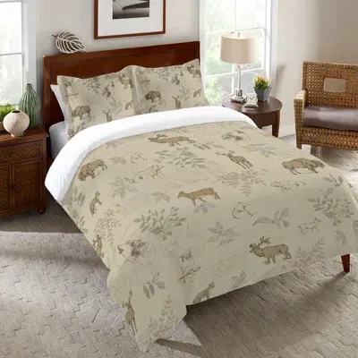Laural Home Mountain Wildlife  Mountain Wildlife Duvet Cover In Brown;ivory