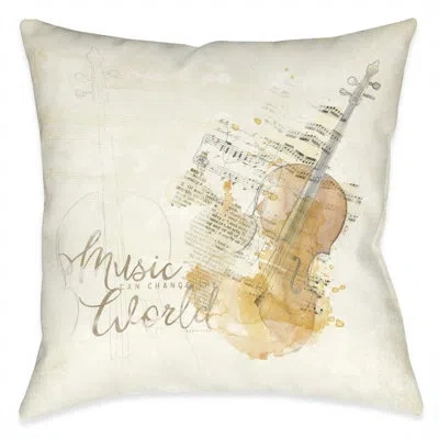 Laural Home Music Can Change The World Square Pillow Cover & Insert In Multi