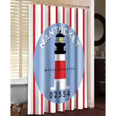 Laural Home Nantucket Single Shower Curtain In Blue;white;red