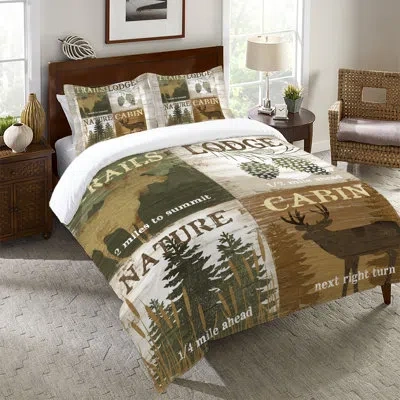 Laural Home Nature And Lodge Single Comforter In Green,white,brown