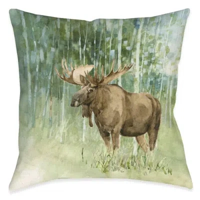 Laural Home Natures Call Moose Outdoor Decorative Pillow In Multi