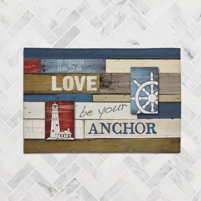 Laural Home Nautical Anchor Inspiration Nautical Anchor Inspiration Chenille Rug In Blue,brown