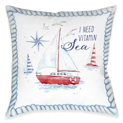 Laural Home Nautical Sea Life Vitmain Sea Outdoor Decorative Pillow In Multi